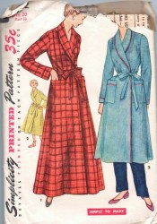 4472 SIMPLICITY 1953 SIMPLE TO MAKE COLLAR ROBE LENGTHS, BELT PATTERN 14 32"B; 18 36"B choice